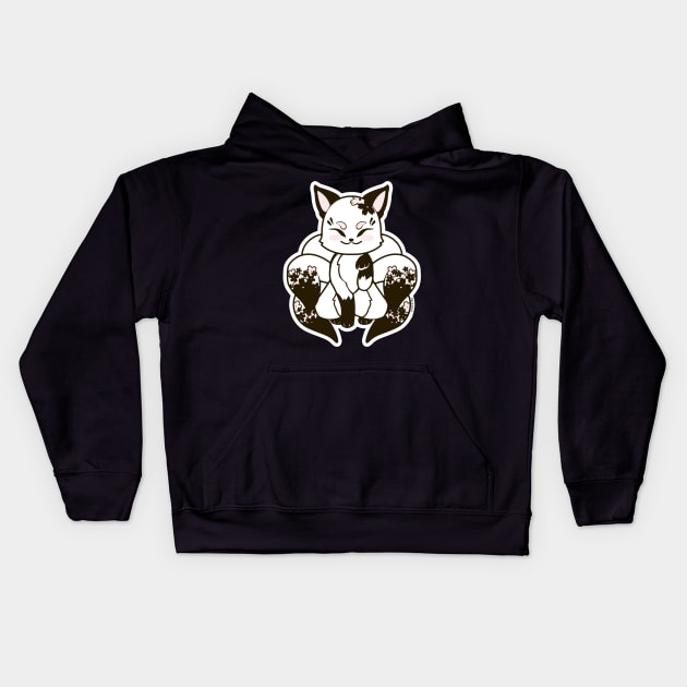 White & Black Kitsune Kids Hoodie by Ranefea